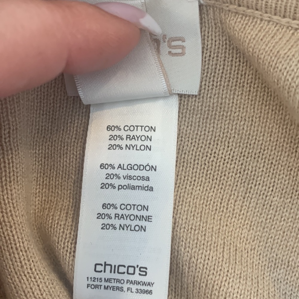 Chico's Size 0 Tan & Cream Striped Long Open Cardigan - Picture 6 of 6